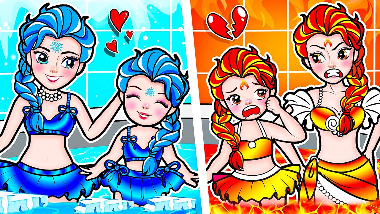 [🐾paper dolls🐾] Poor Fire and Ice Elsa Frozen Help People  | Rapunzel Family 놀이 종이