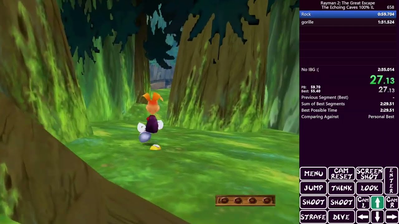 Rayman 2 Echoing Caves 100% IL in 2:33.137