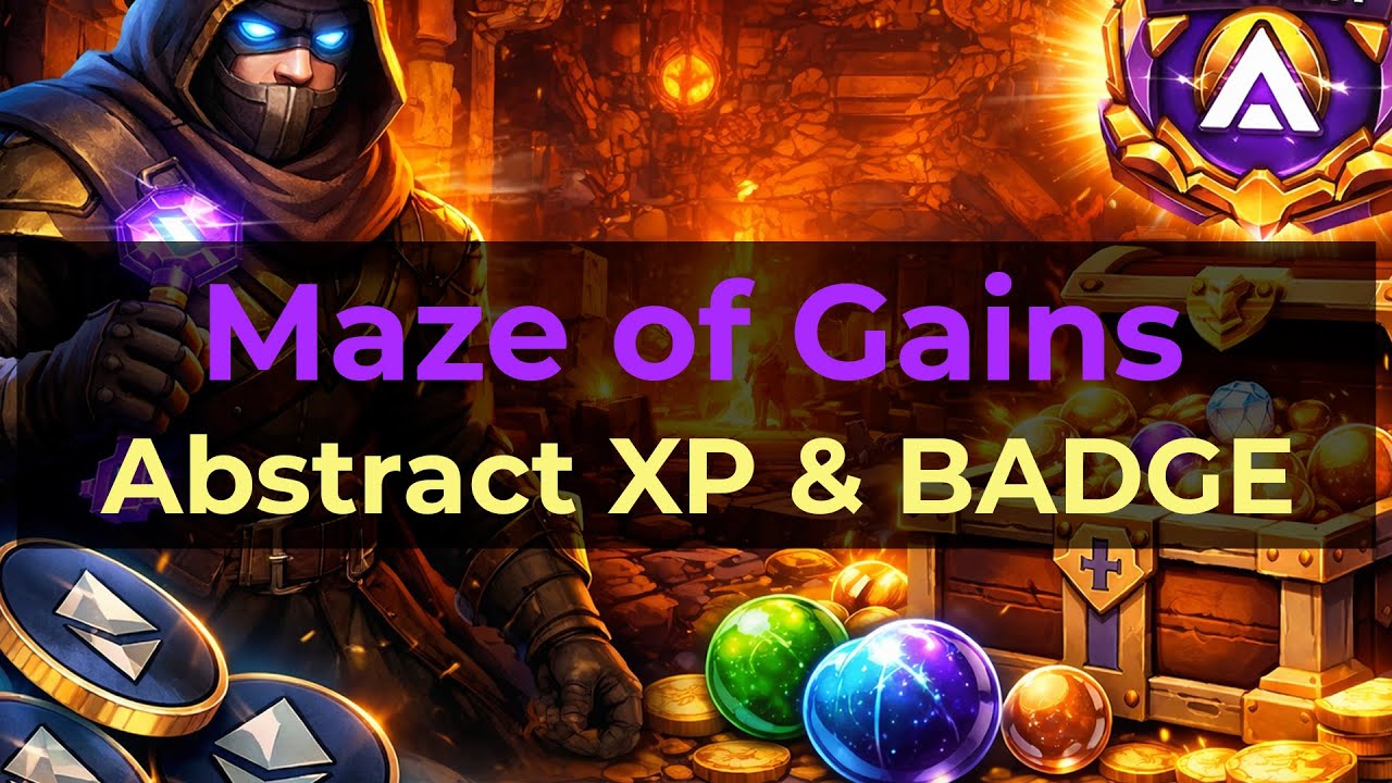 Крипто игра Maze of Gains геймплей, прогресс и Abstract XP Badge