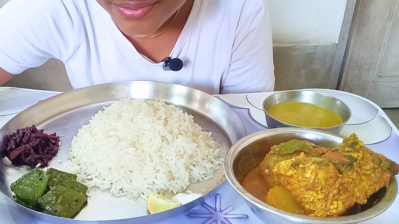 Big Fatty Katla Fish Curry & Rice Eating ASMR | Bengali Mukbang Katla Macher Jhol, Dal, Vegetables 😋
