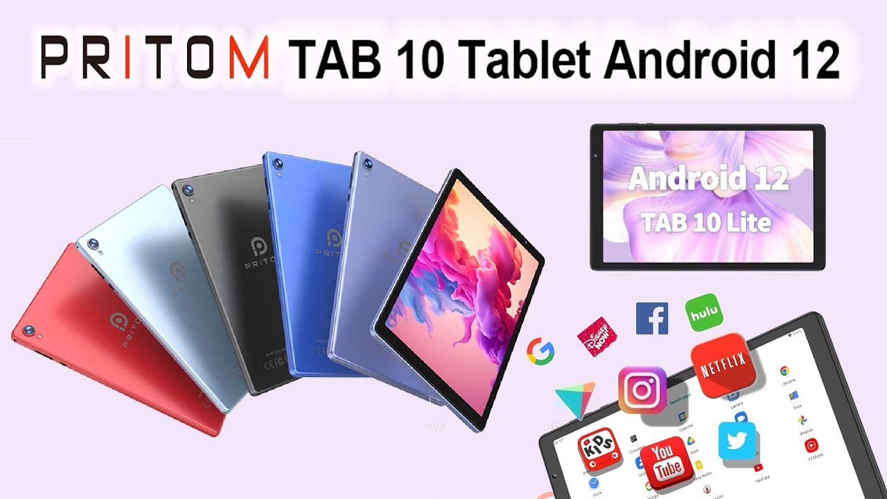 PRITOM TAB Lite M10 10 inch Tablet Android 12, 32GB, Quad Core 1.6Ghz Processor, 6000mAh Dual Camera