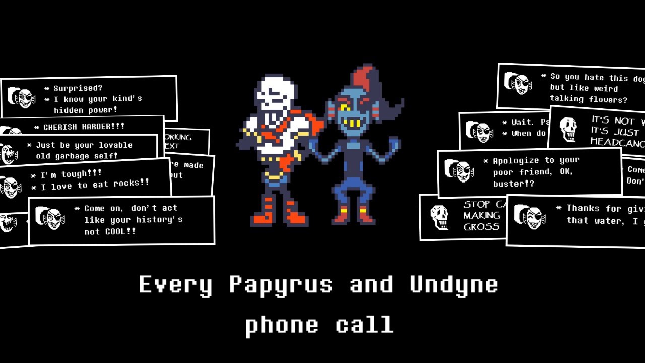 Every Papyrus and Undyne phone call in Undertale (With choice based dialogue and secret rooms)