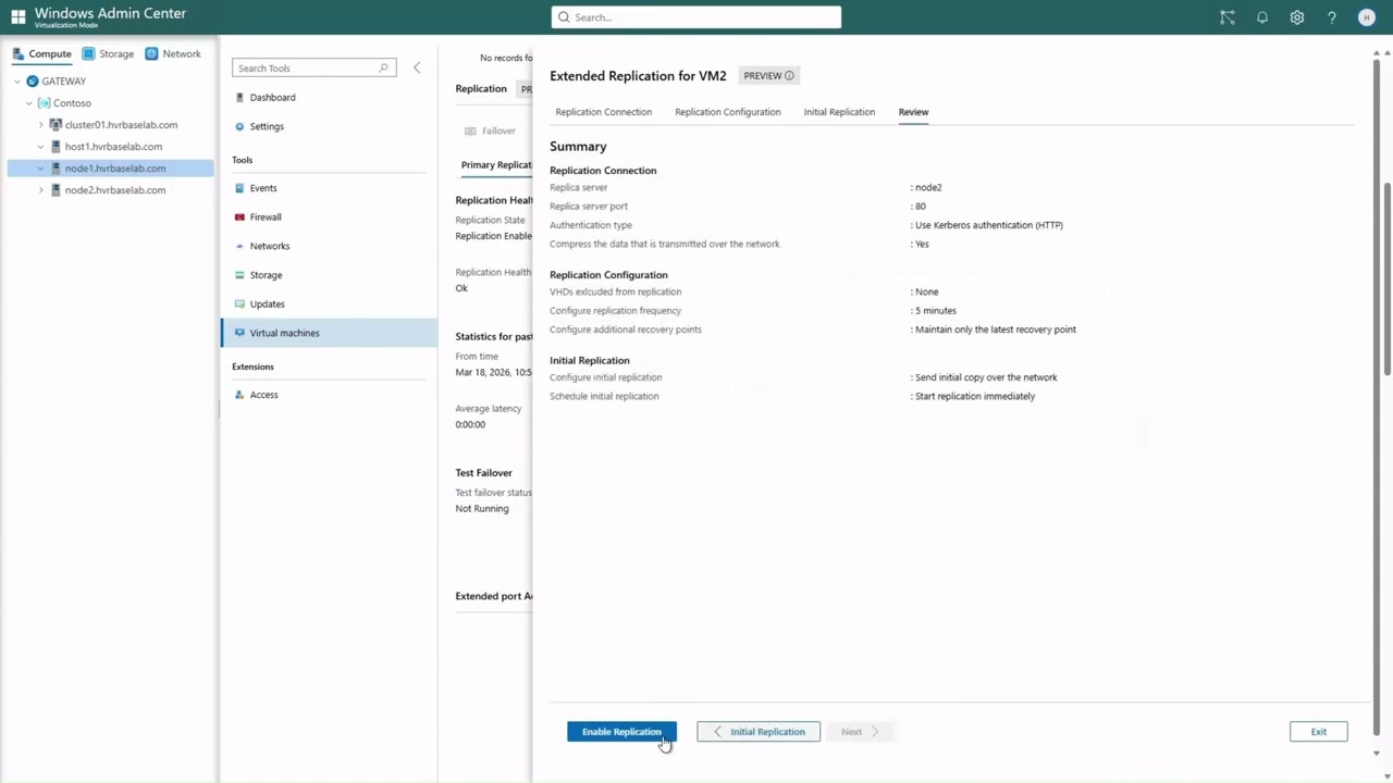 Windows Admin Center: Virtualization Mode - Hyper-V Replica Extended Replication