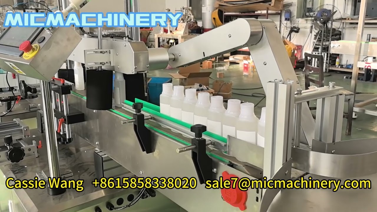 MIC-E40 Turret Type Bottle Essential Oil Liquid Glue Eye Drop Filling Capping Labeling Machine Line