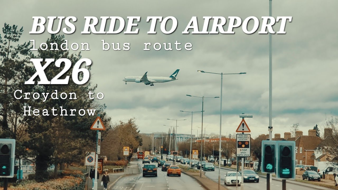 London BUS RIDE Route X26 to Heathrow Airport on a Rainy Day