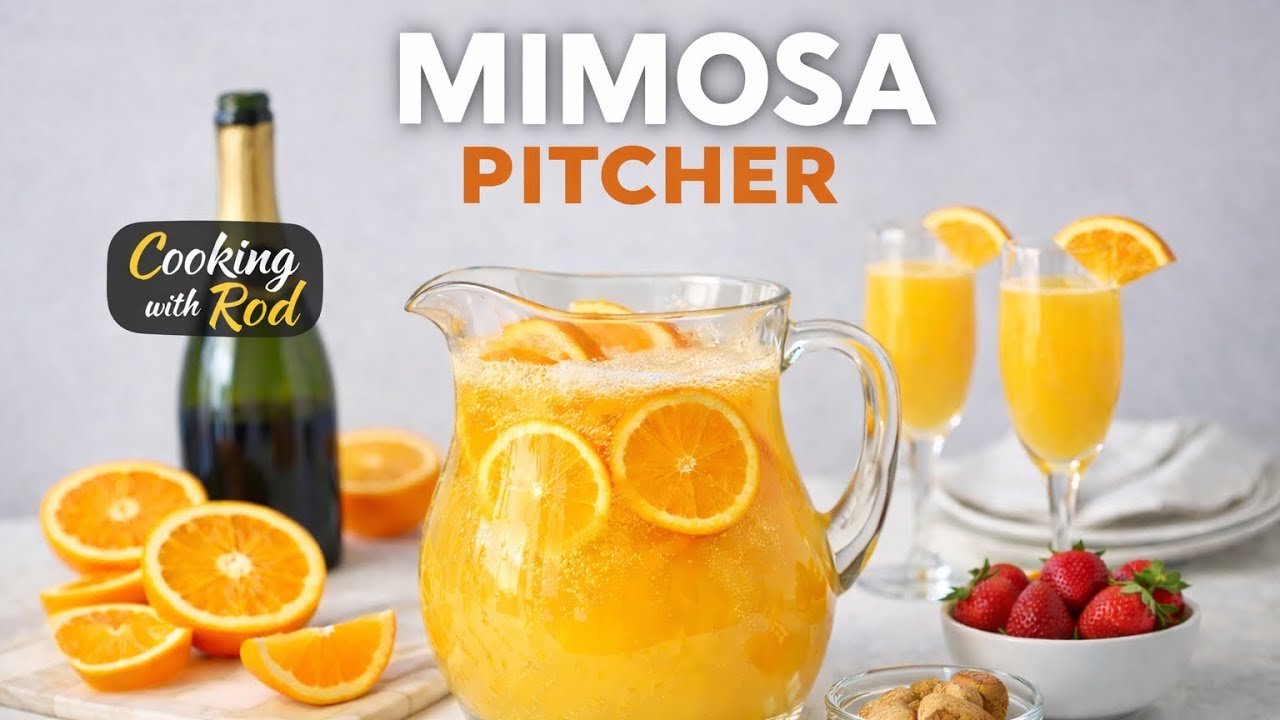 Mimosa Pitcher  -  Juice Cube Upgrade for Perfect Brunch Bubbles #Mimosa #BrunchCocktails