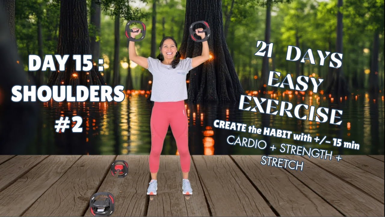 Day 15 of 21 Days of Exercise for Beginners | 13 min routine of At-Home Cardio, Strength and Stretch