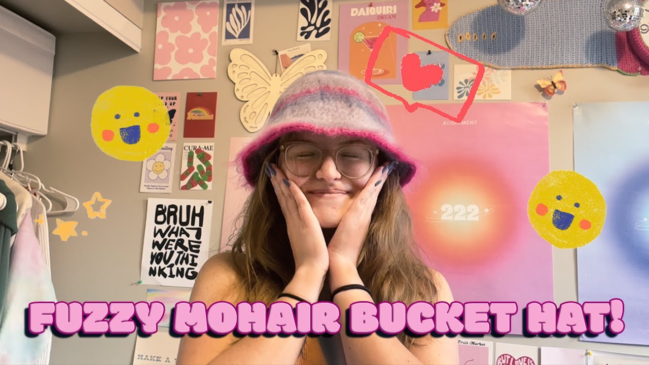I crocheted a fuzzy mohair bucket hat and it turned out so cool!