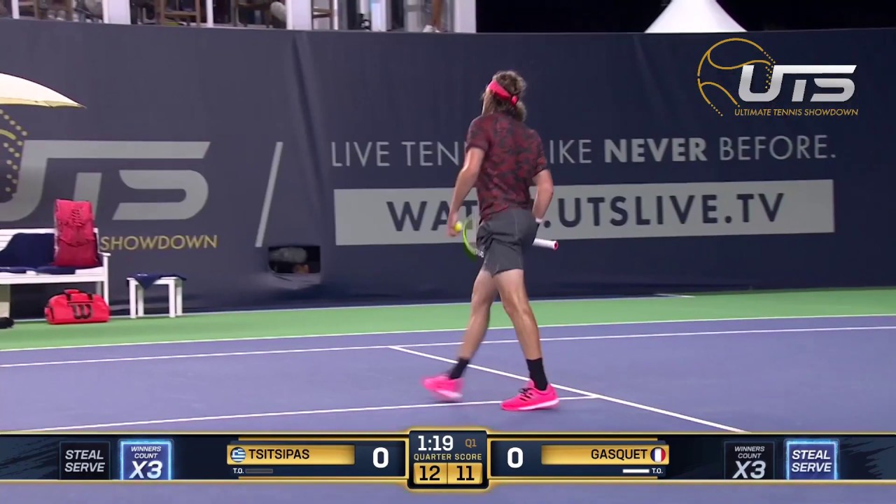 Tsitsipas hits 3-point winner at Ultimate Tennis Showdown