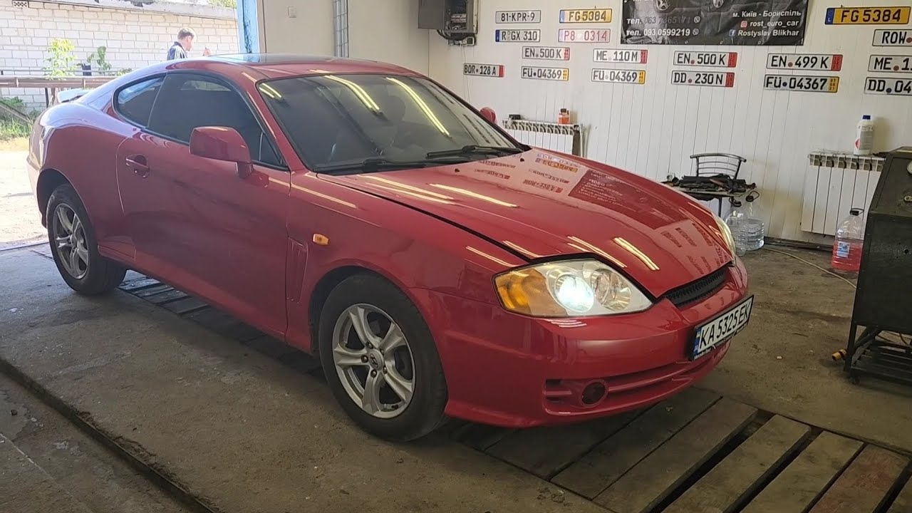 Hyundai Coupe промивка системи охолодження, повна заміна антифризу.
