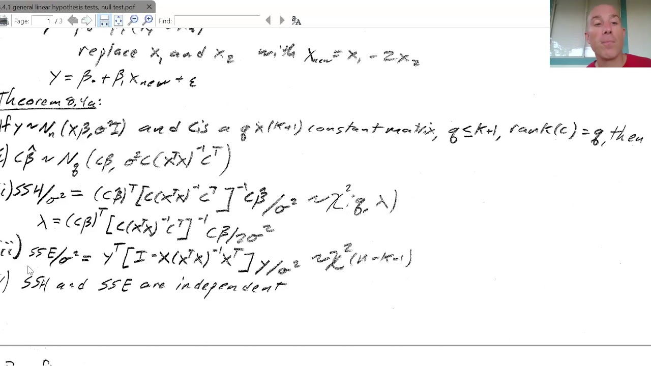 Regression general linear hypothesis tests, null test