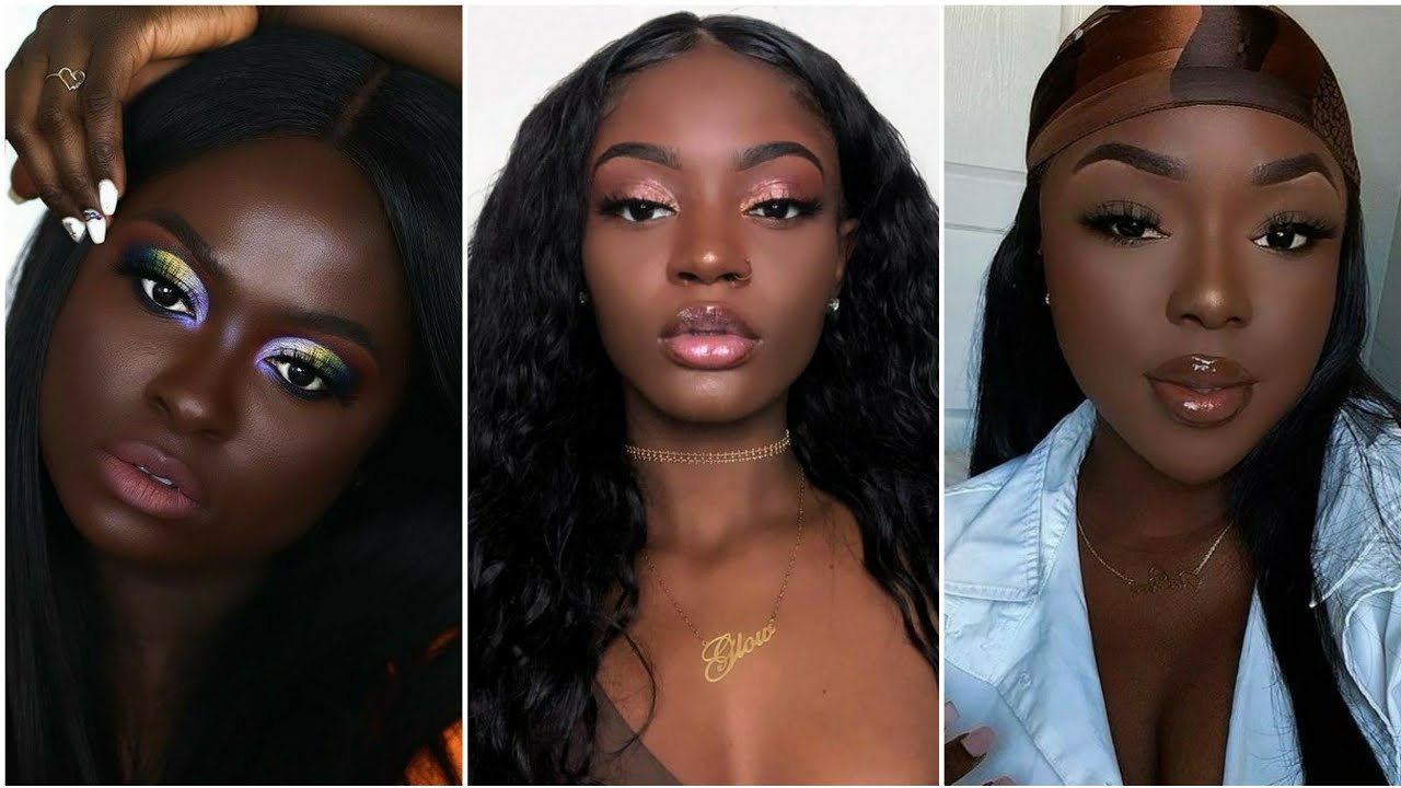 LINDOS TUTORIAIS DE MAQUIAGEM PARA PELE NEGRA - MAKE DE GRINGA 2020❤DARK SKIN MAKEUP 💄💋