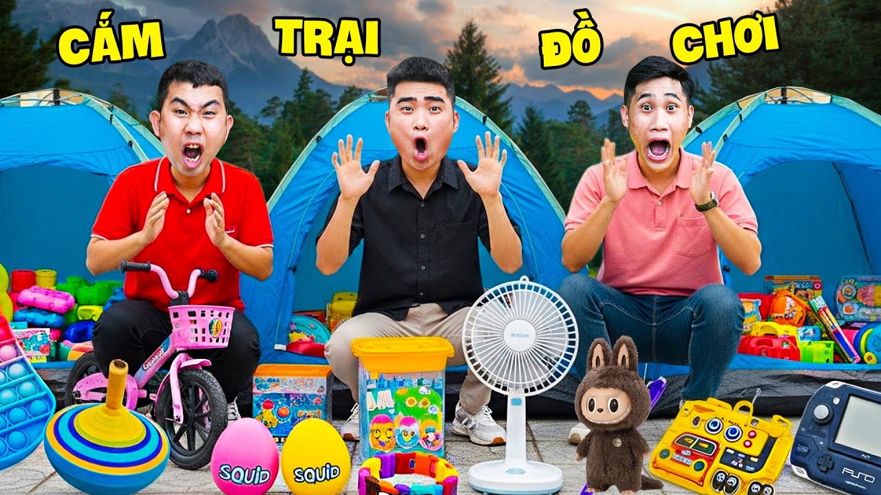 Gấu Đỏ TV - Cắm Trại Theo Đồ Chơi Cổng Trường 5 Sao Với  Đồ Chơi Cổng Trường 1 Sao