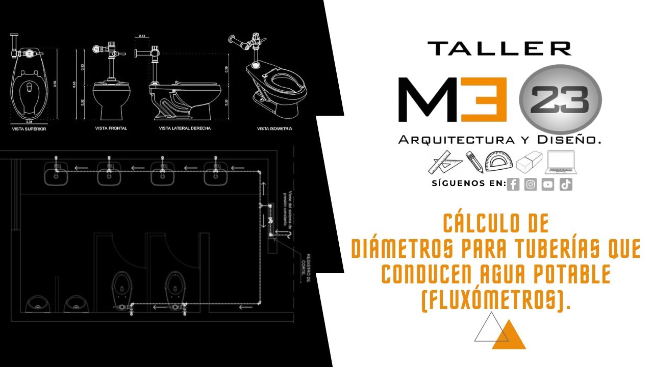 Cálculo de diámetros para tuberías que conducen agua potable (FLUXÓMETROS).