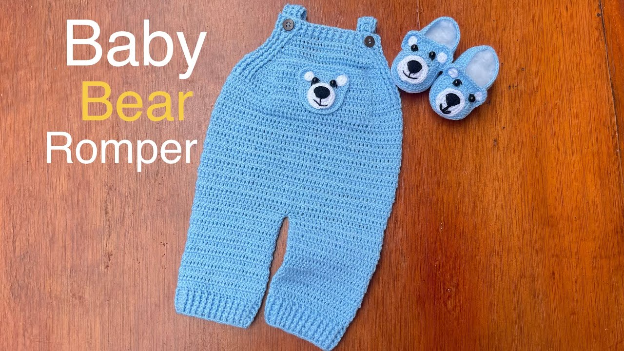 🧶Crochet Baby Bear Romper 0-24M Beginners / How To Crochet  Easy Baby Jumpsuit #crochetbabyromper