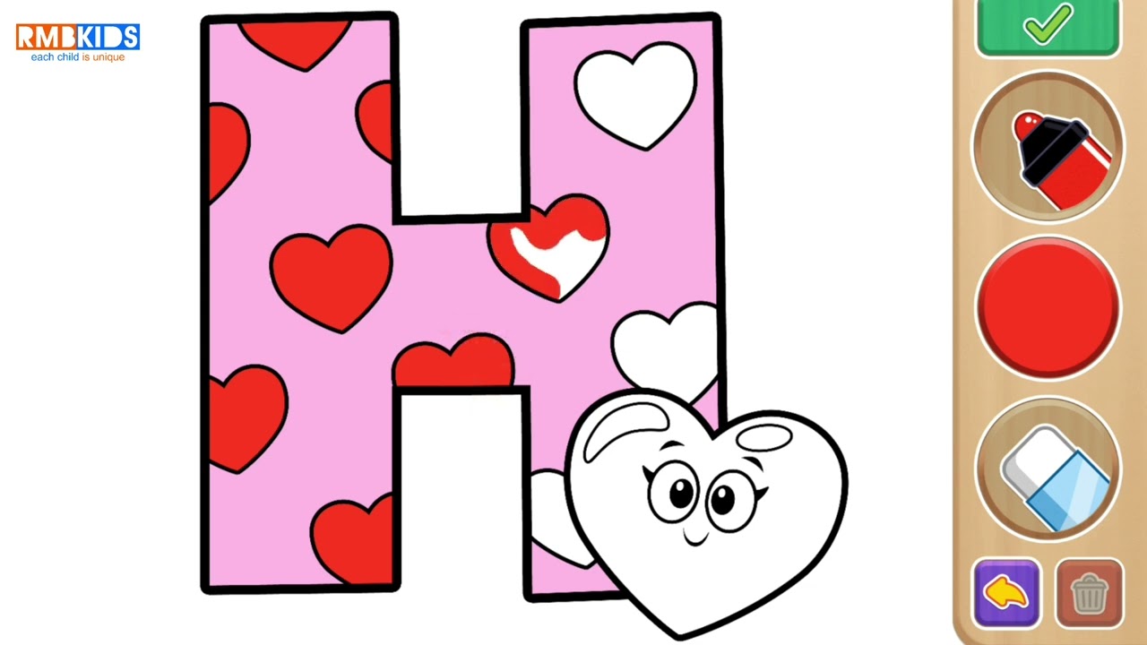 H for Heart Drawing | Colourful Heart Drawing for Kids | Easy A to Z Alphabet Drawing | @RmbKids 