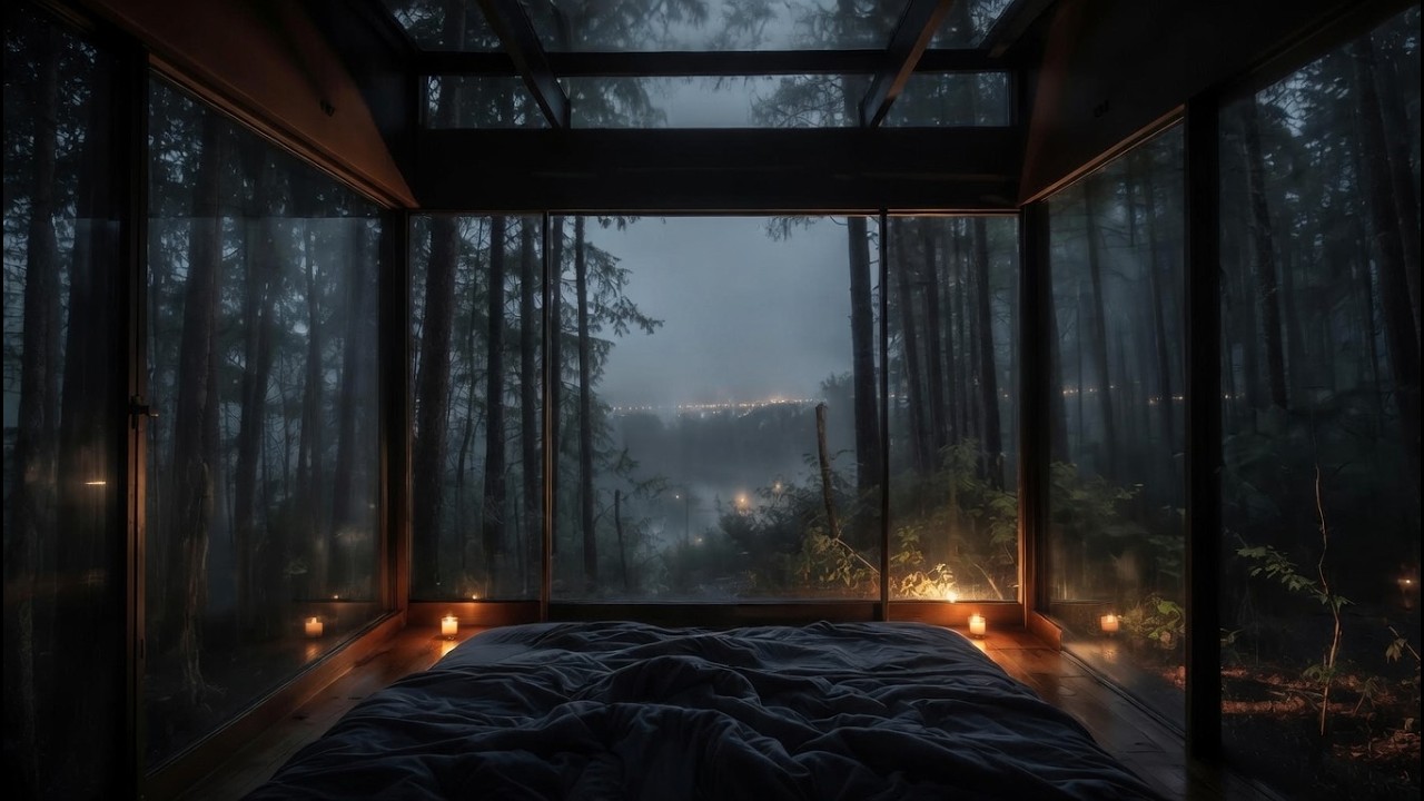 Rainy Night in the Forest Bedroom I ASMR Rain Sounds for Deep Sleep