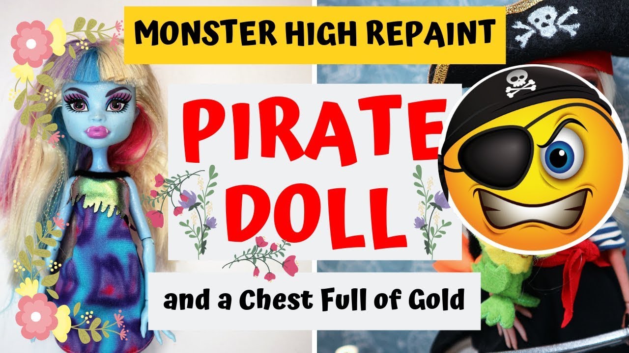 PIRATE GIRL MAKEOVER / MONSTER HIGH DOLL REPAINT / HOW TO DRAW REALISTIC FACE / BARBIE SPEEDPAINT