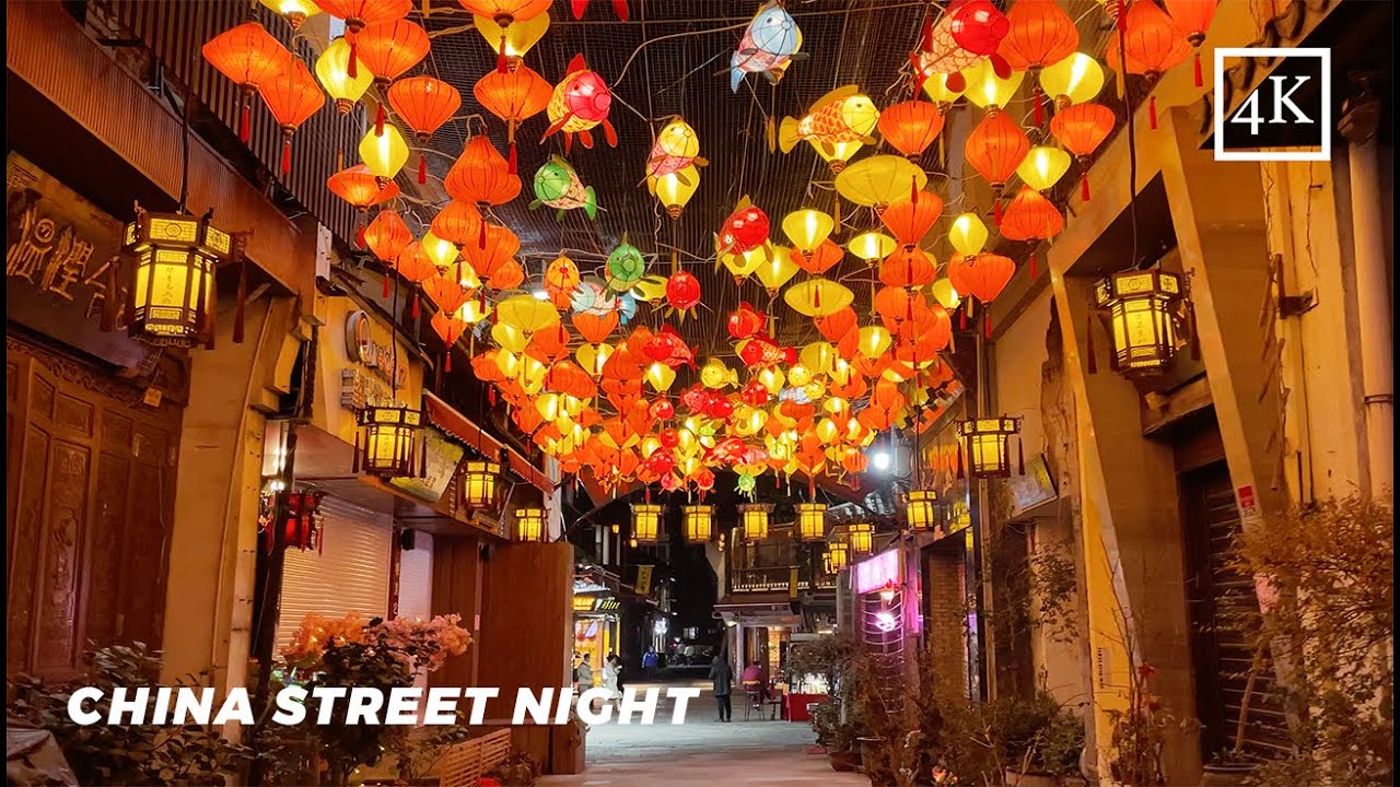 「4KNight walk in Hefang Street, Historical District, Hangzhou City, China