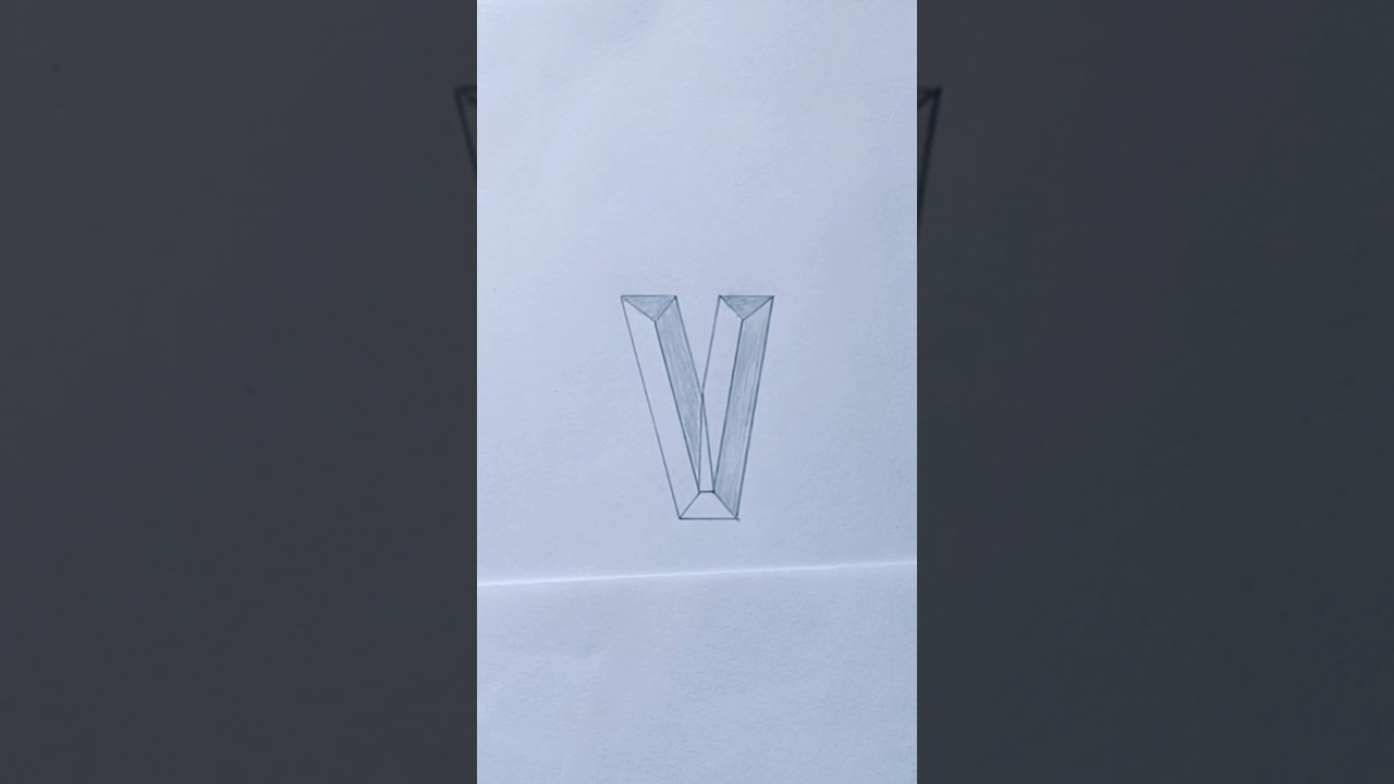 Pencil Drawing 3D Letter V easy #viral #art #shorts