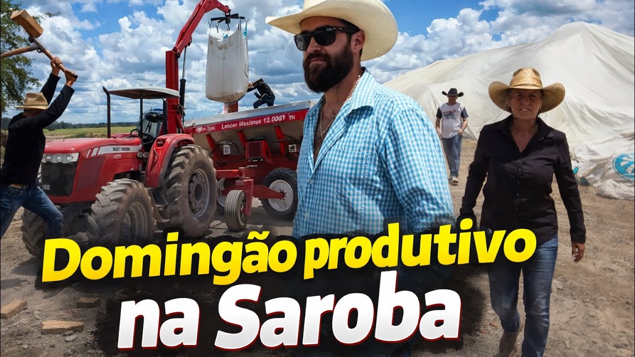 Domingão produtivo na Saroba! 🌽 Cobertura no milho/Colheita do Soja/Carne assada 🔥