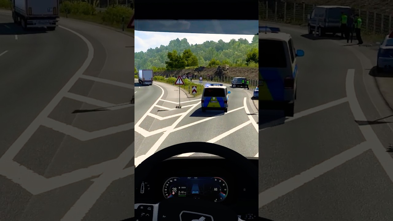 I got pulled over by the police in Euro Truck Simulator 2! 😱 #shorts #ets2 #eurotrucksimulator2