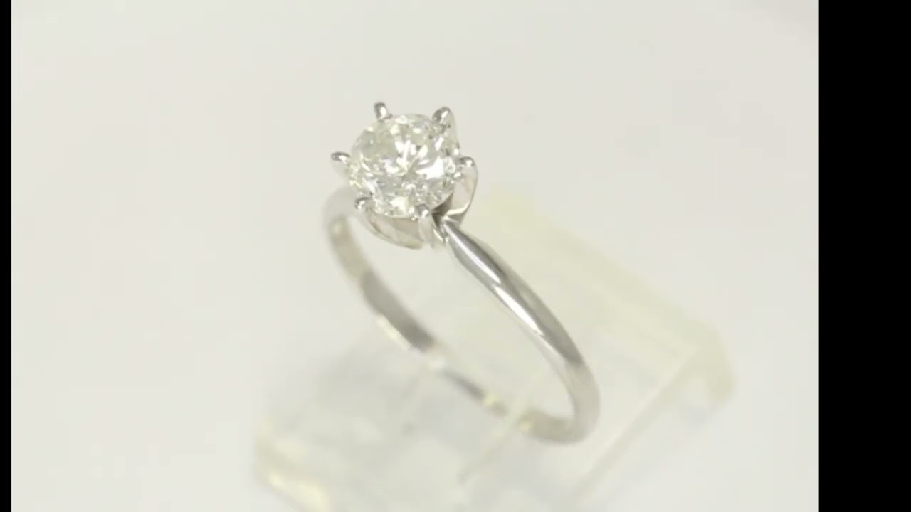 New Natural Diamond Solitaire Engagement Ring .92CT 14K WG Rnd Brilliant Sz 6.25 - 34712