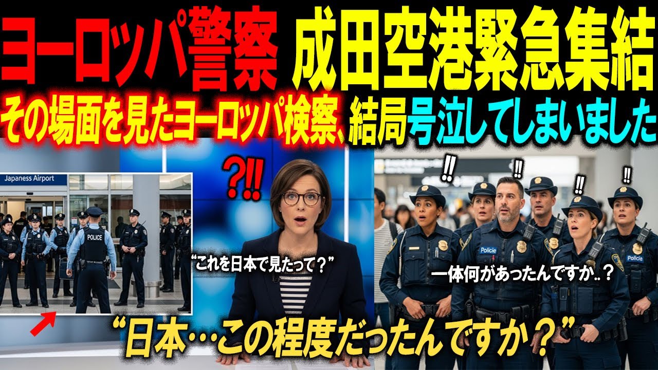 【海外の反応】羽田空港の到着ロビーが大騒ぎ！ヨーロッパの警察官3000人が、日本行きの便に殺到した「衝撃の理由」｜海外感動ストーリー｜AI物語