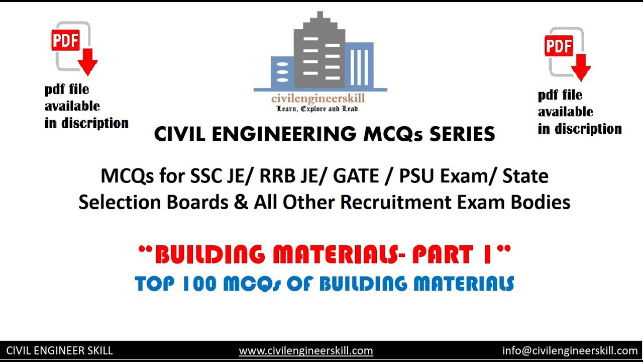 Updated Building Materials MCQ session 2021-2022 ||  Civil Engineering MCQ for Competitive Exam