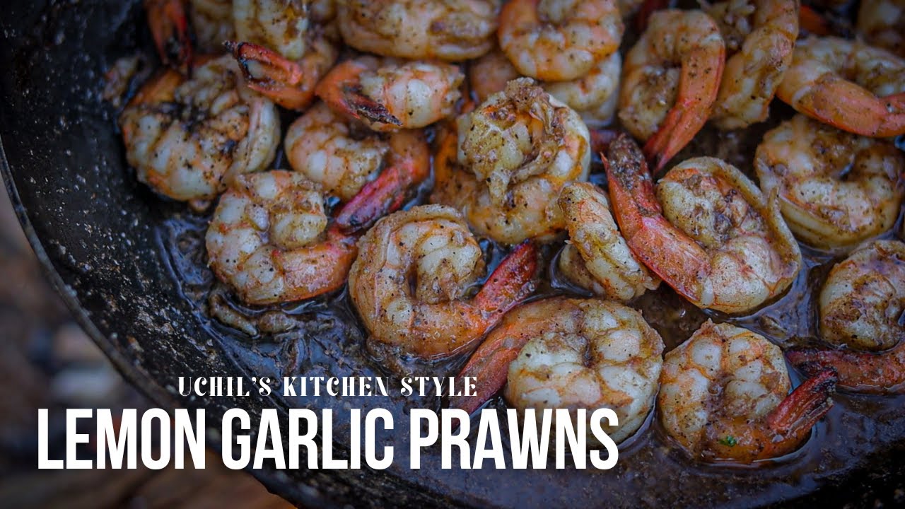Lemon Garlic Prawns | Super quick Prawn recipe | Outdoor cooking | Uchils Kitchen