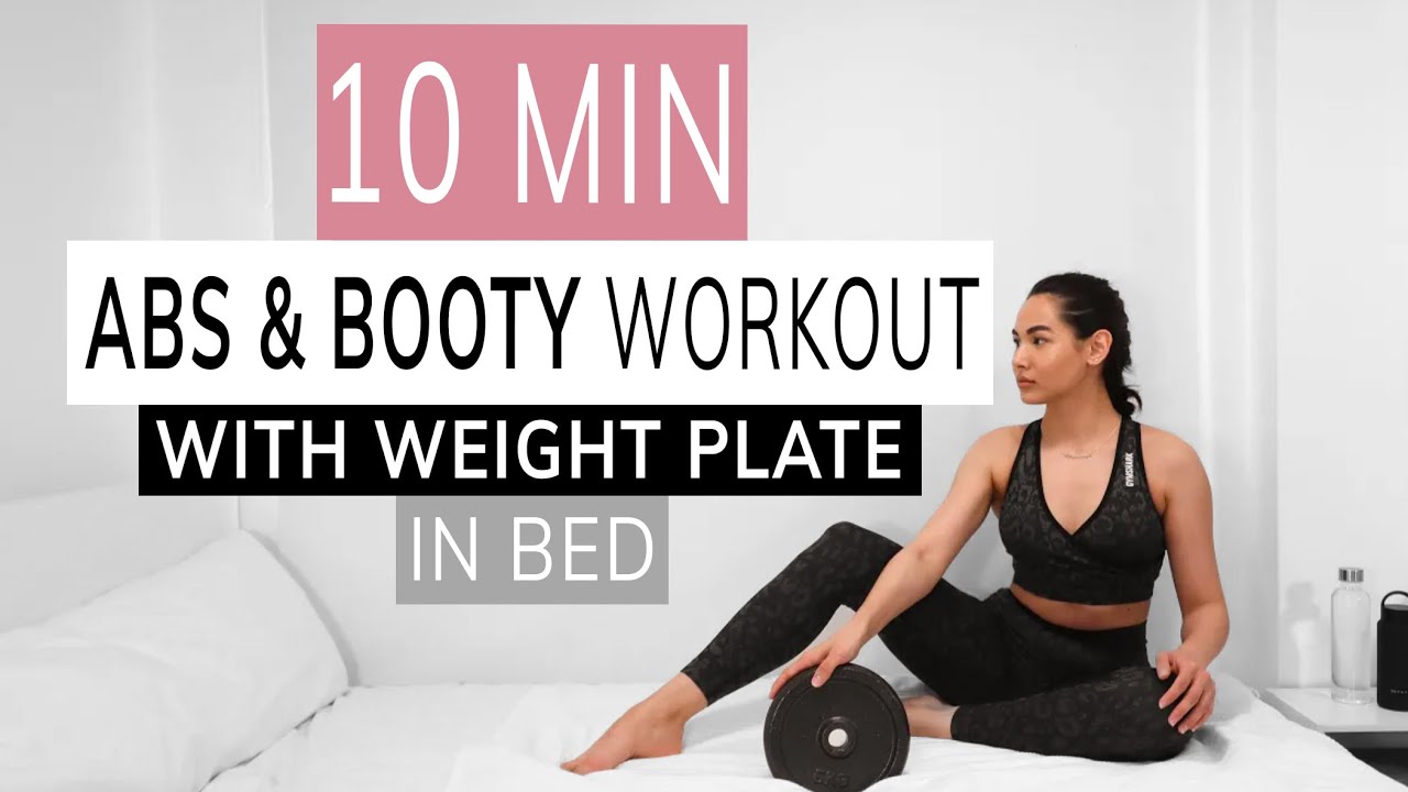 ABS & BOOTY WORKOUT IN BED | with weight plate or dumbbell