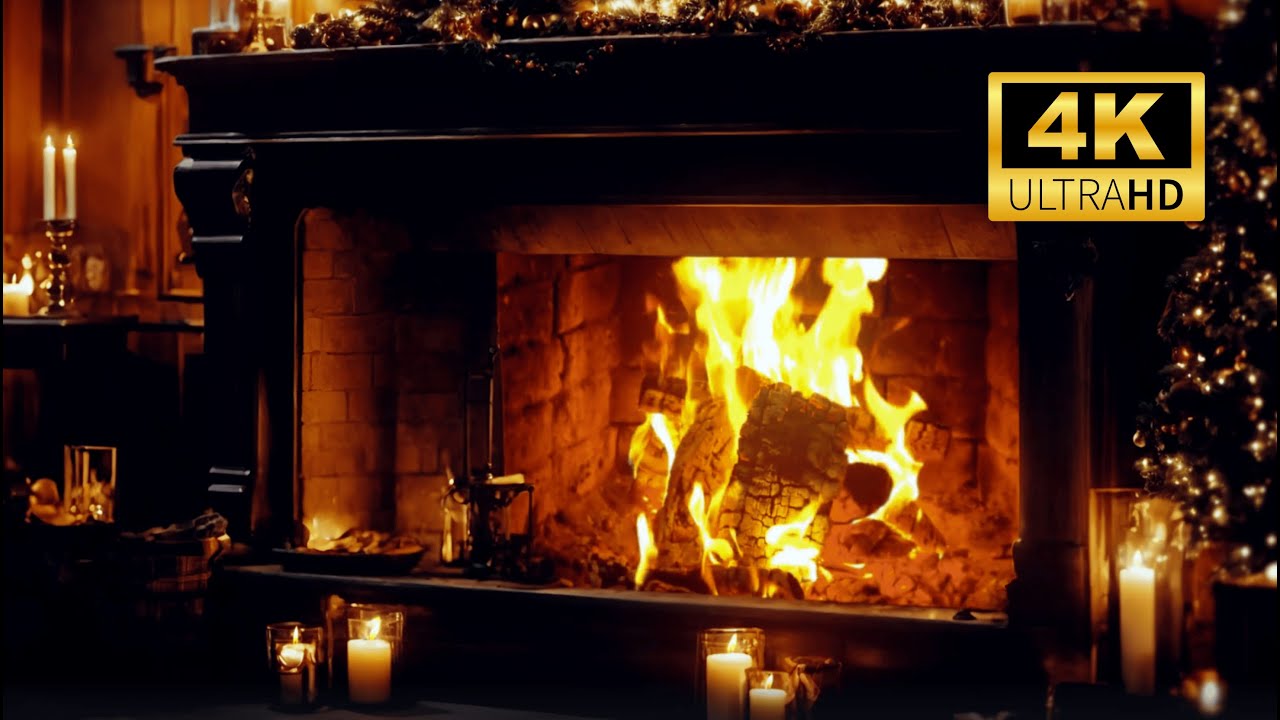 4K ❄️ Gem&uuml;tliches Kaminfeuer & Kerzenschein &ndash; Winterabend voller Ruhe 🕯️🔥