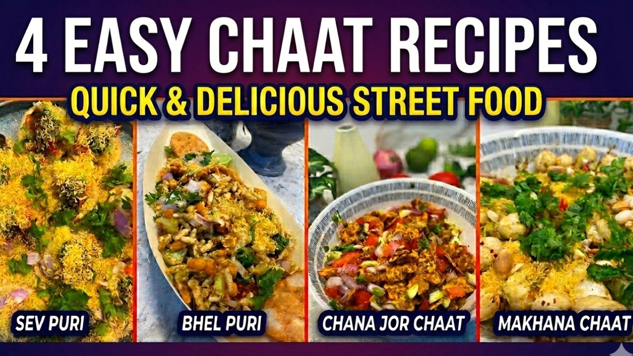 4 Easy Chaat Recipes | Bhelpuri, Sev Puri, Makhana Chaat & Chana Jor | Indian Street Food