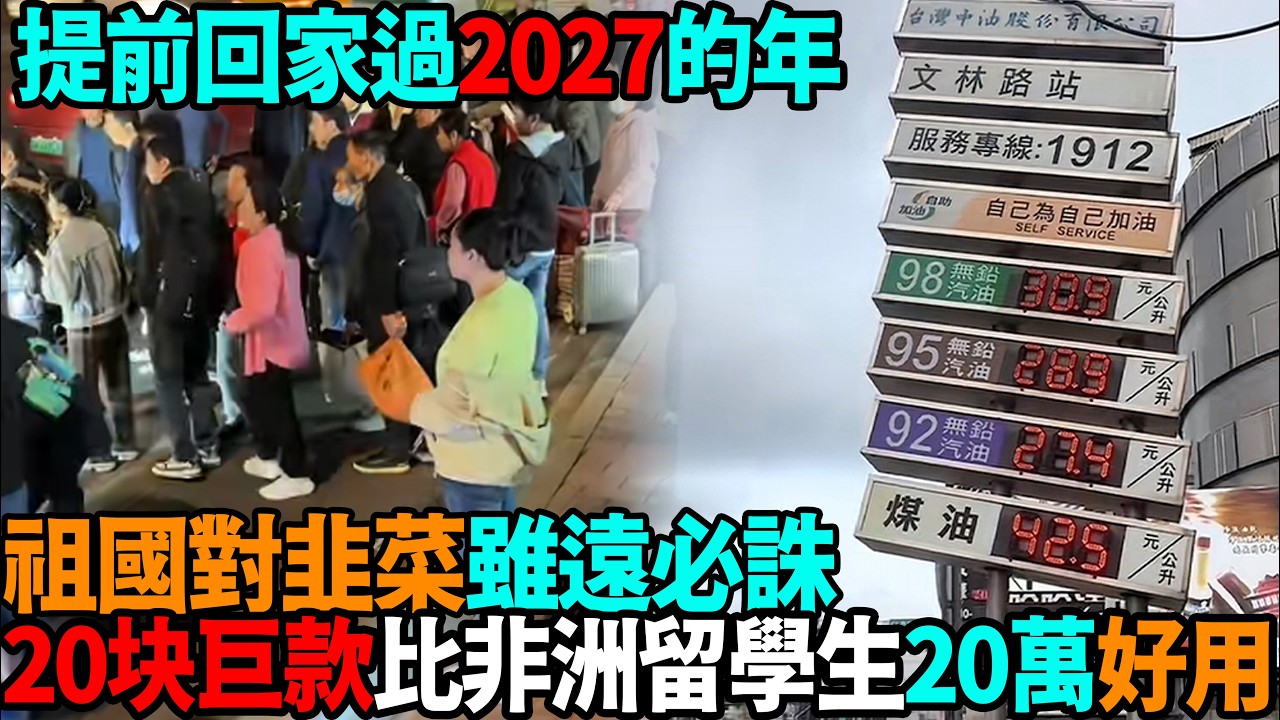 20塊巨款比非洲留學生20萬好用，台灣油價遙遙落後偉大祖國，祖國對韭菜雖遠必誅！提前回家過2027的年