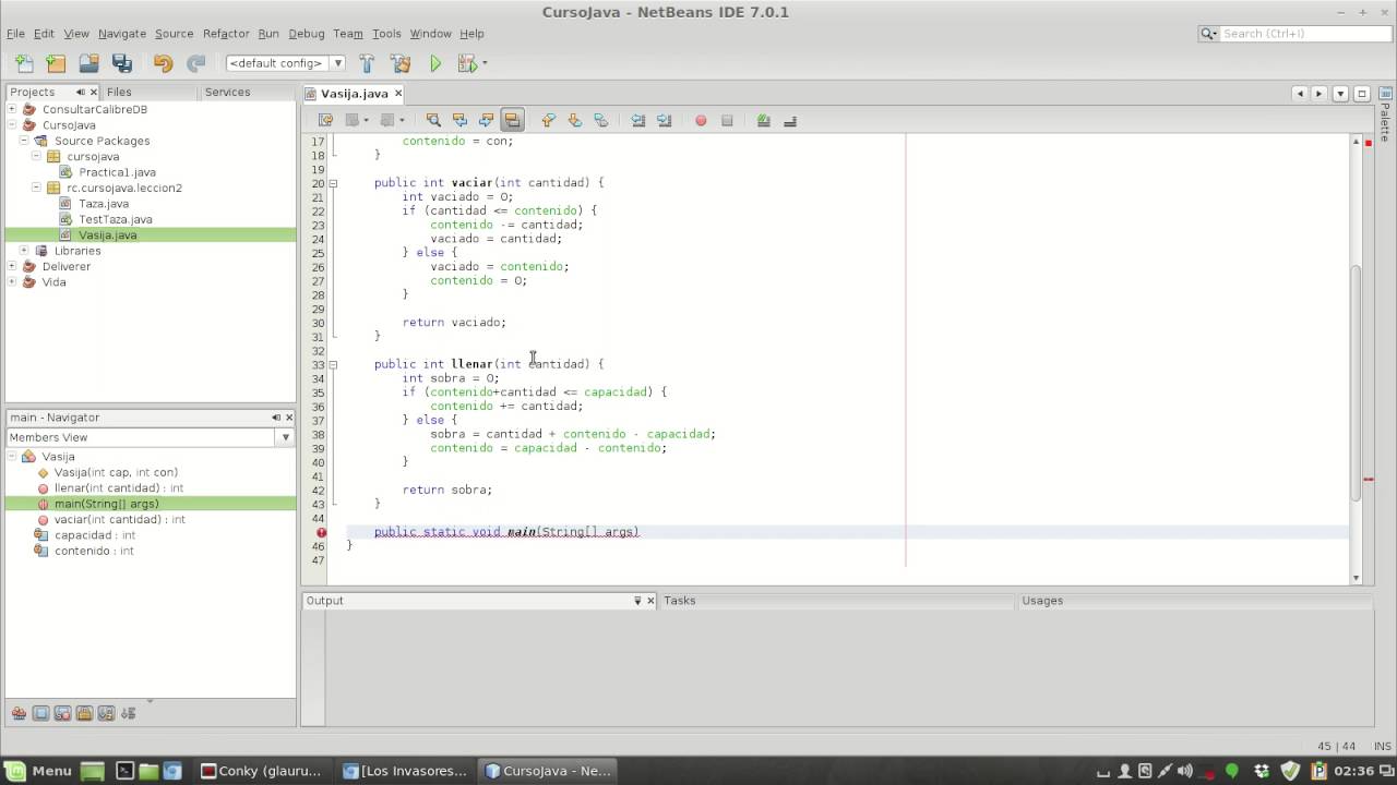 Curso de Java: Lección 3 - Práctica de las vasijas