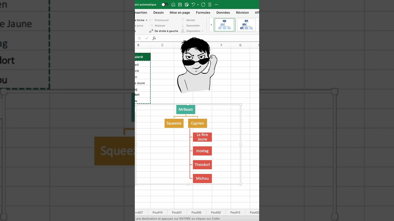 Cr&eacute;er un organigramme dans Excel (Guide D&eacute;butant) #excel  #exceltips  #microsoftexcel  #exceltricks