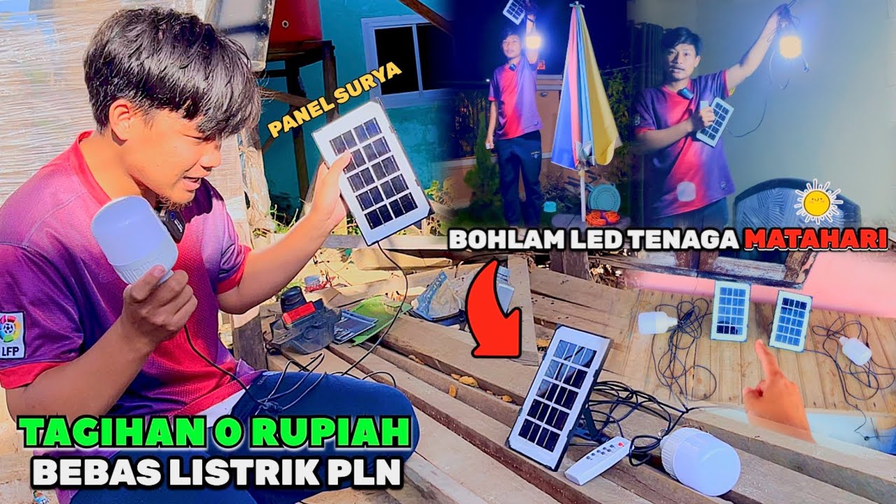 Bebas listrik PLN‼️Review Bohlam lampu LED Tenaga surya 150 Watt || Lampu led solar cell