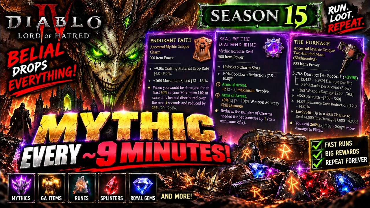 NAJLEPSZY farming przedmiot&oacute;w mitycznych w Sezonie 15! Jak znaleźć i pokonać Baala w Diablo 4!