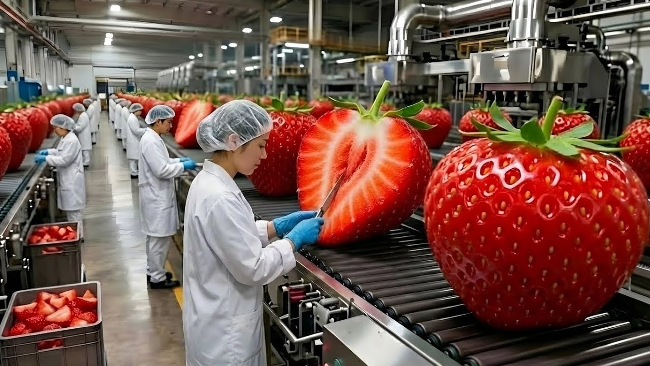 イチゴジュース工場の裏側：イチゴの収穫からジュース製造まで（全工程）