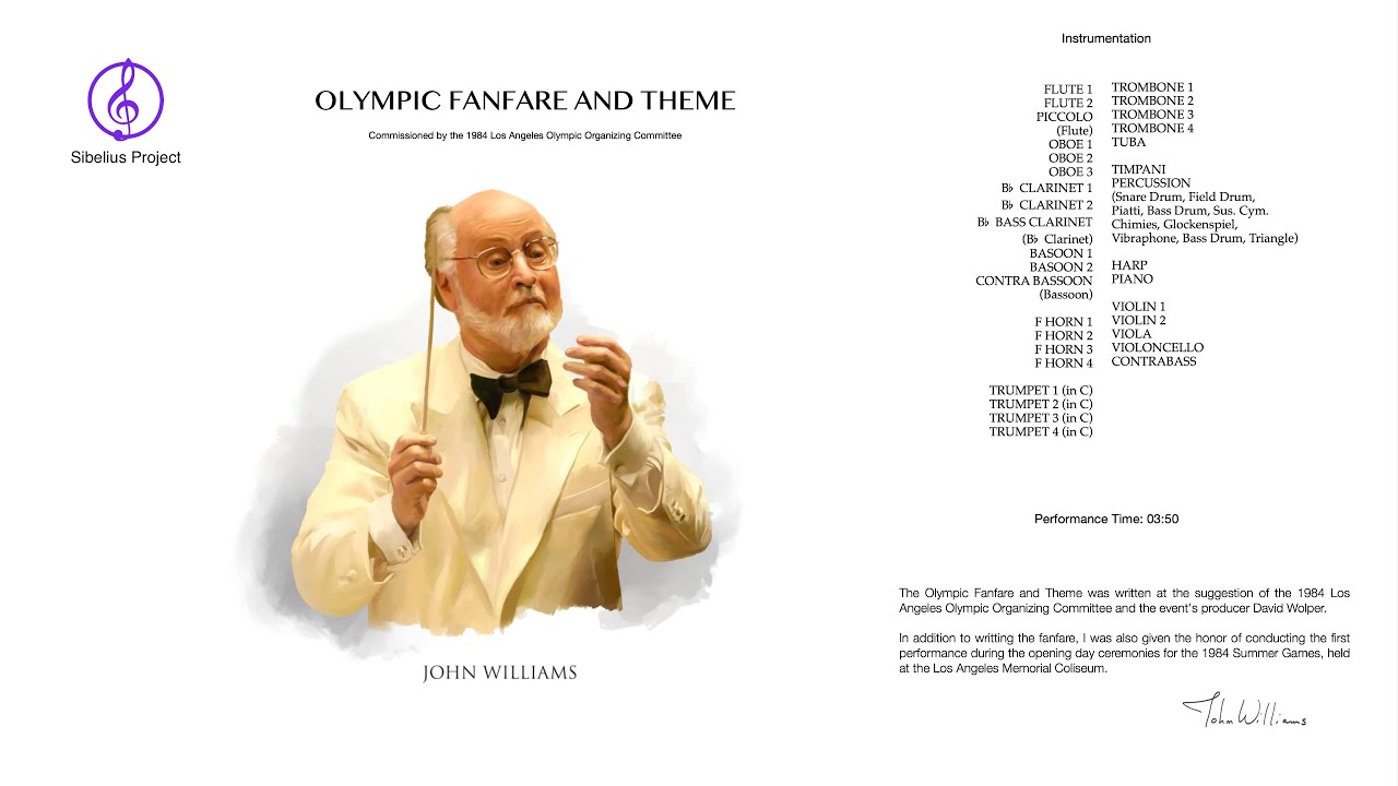 John Williams - Olympic Fanfare and Theme (Full Orchestral Score)