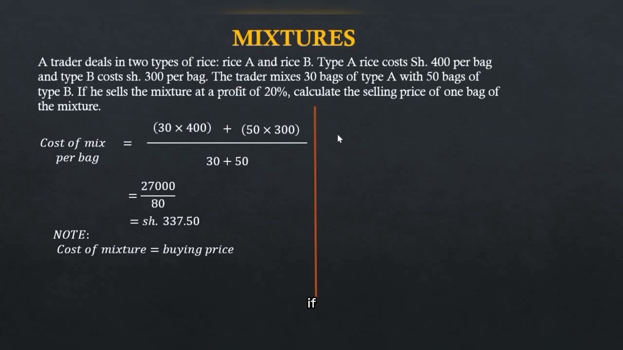 Calculating Mixture Costs for Profit | Step-by-Step Math Tutorial