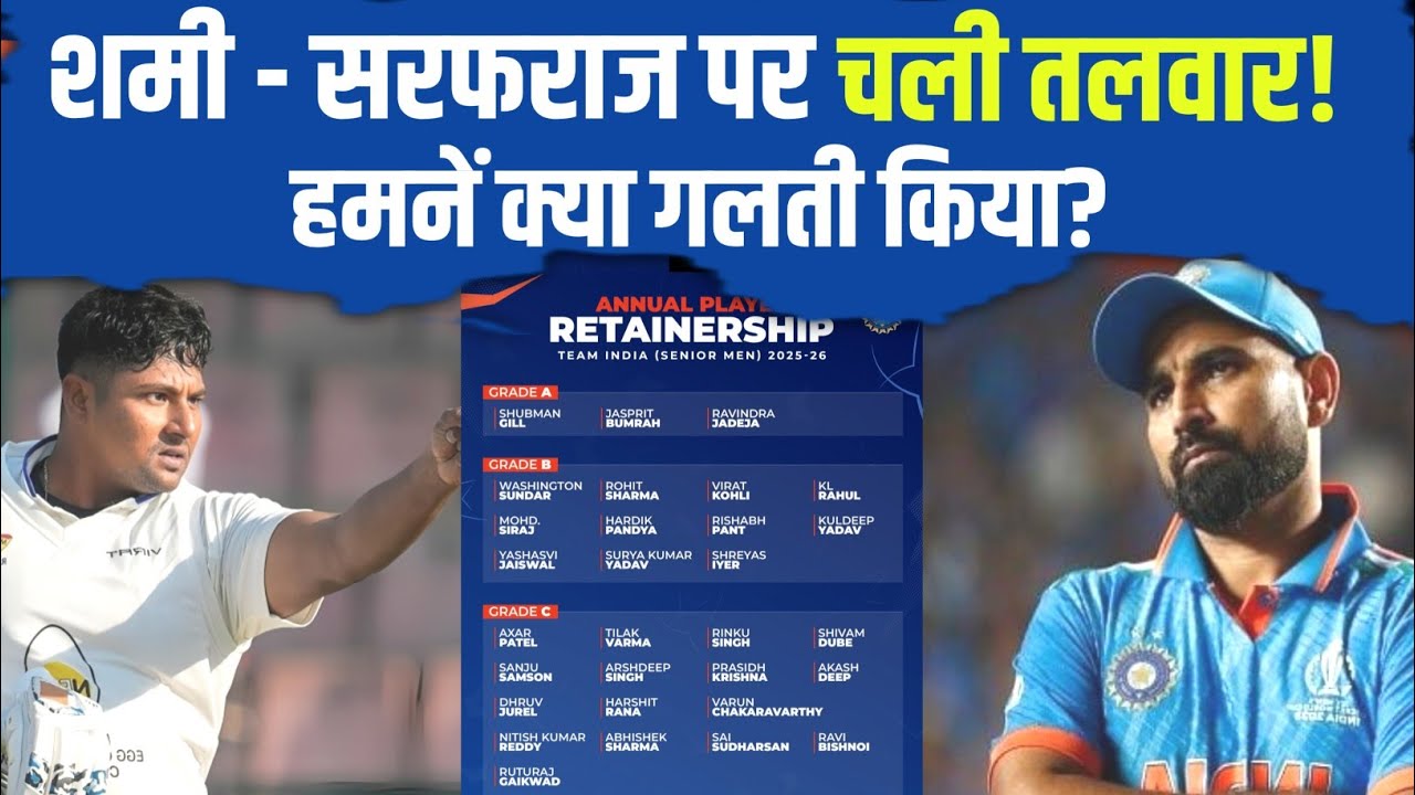 BCCI Central Contract Shock! Mohammed Shami & Sarfaraz Khan Dropped | Team India News