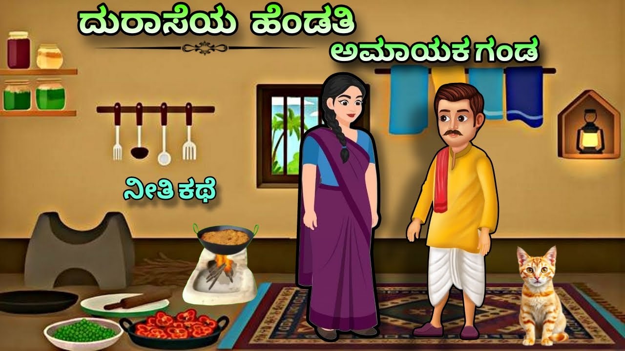 ದುರಾಸೆಯ ಹೆಂಡತಿಗೆ ಬುದ್ಧಿ ಕಲಿಸಿದ ಅಮಾಯಕ ಗಂಡ /#stories #kannadastories #viral #viralvideos #cartoon