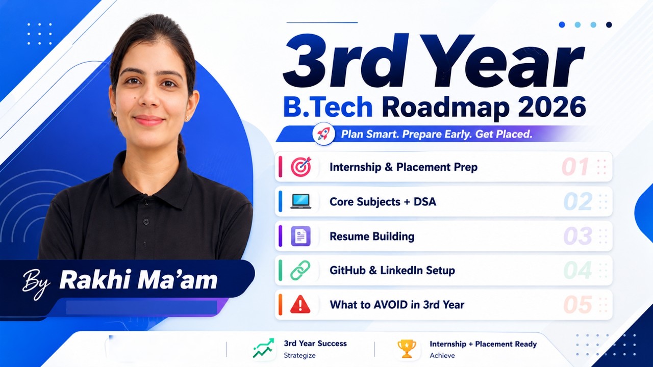 3rd Year B.Tech Roadmap 2026 | Summer Break Strategy for Internship, Placement & Skills