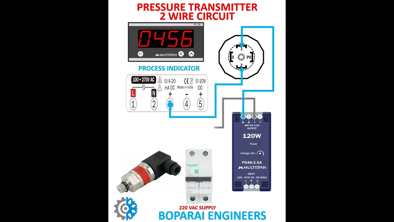 PRESSURE TRANSMITTER 2 WIRE CIRCUIT #electrical #automation #sensor #wiring #circuit #supply #mcb