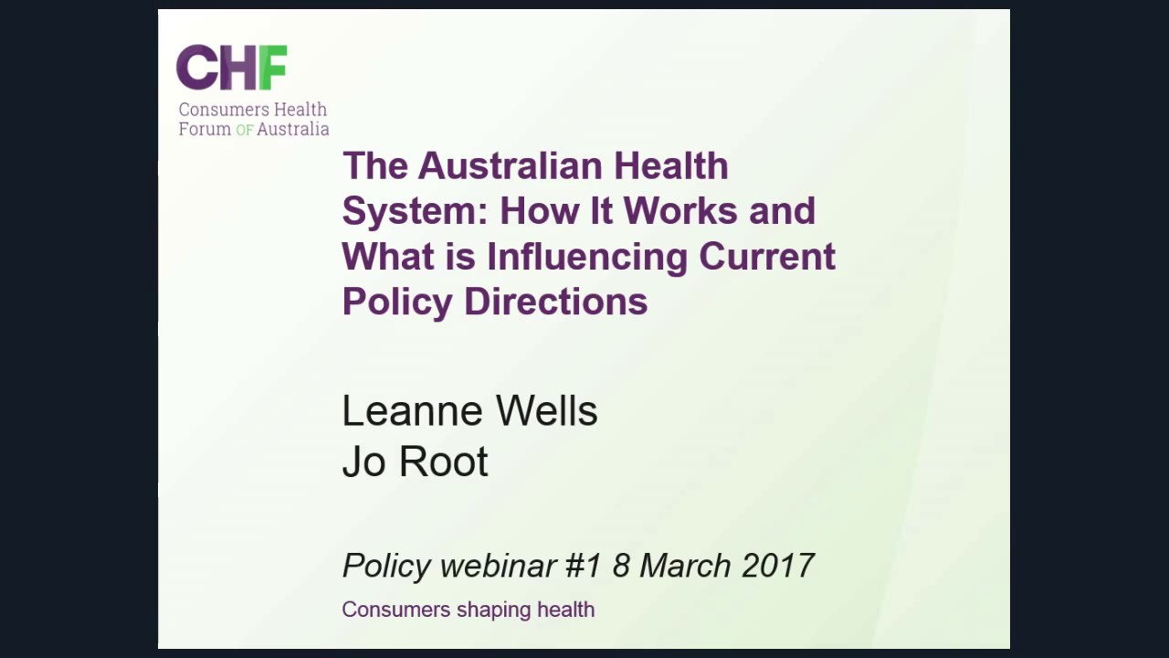 Policy Webinar - Overview of the Australian Health System