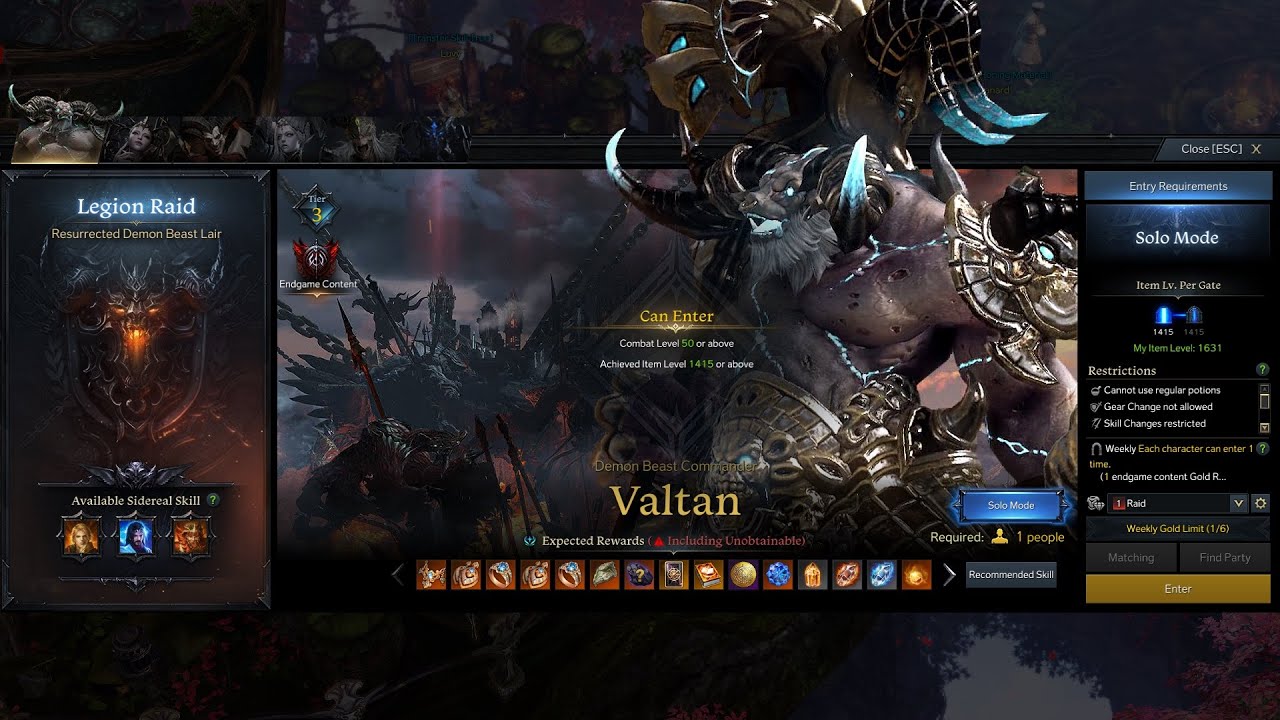 [Lost Ark] Valtan Raid Solo Mode Full Run - 1490 Soul Eater (Night's Edge)