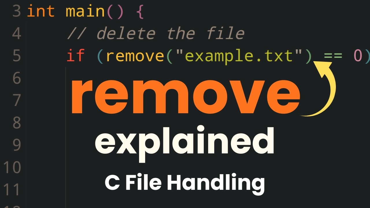 Программа на языке C для удаления файла с помощью функции remove() | Учебное пособие по работе с ...