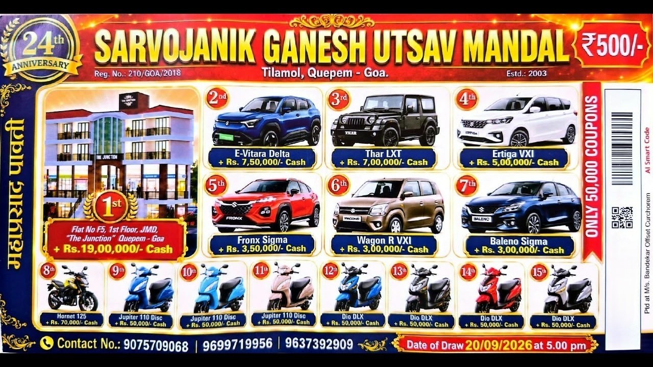 🔴Live | Donation Cupon Draw 2026 | Sarvojanik Ganesh Utsav Mandal Tilamol Quepem Goa