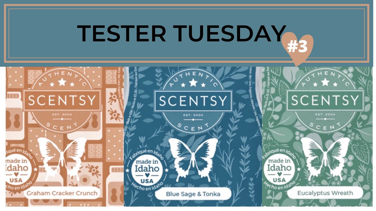 New SCENTSY FW Tester Tuesday - Graham Cracker Crunch, Blue Sage & Tonka, Eucalyptus Wreath Round 3